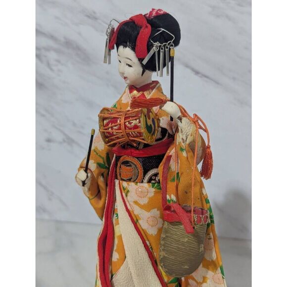 Vintage Japanese Geisha Doll With Fine Accessories Dolls 10" - Picture 7 of 8